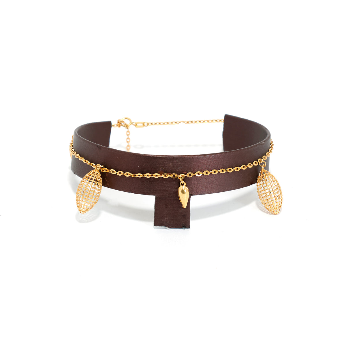 21K Gold Anklet – filigree charm dangles - Zero Making Charge - Main View