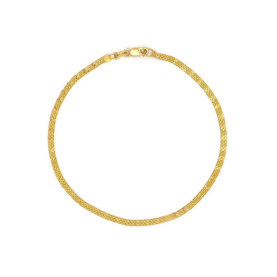 Latest 22K Broad Yellow Gold Anklet Design
