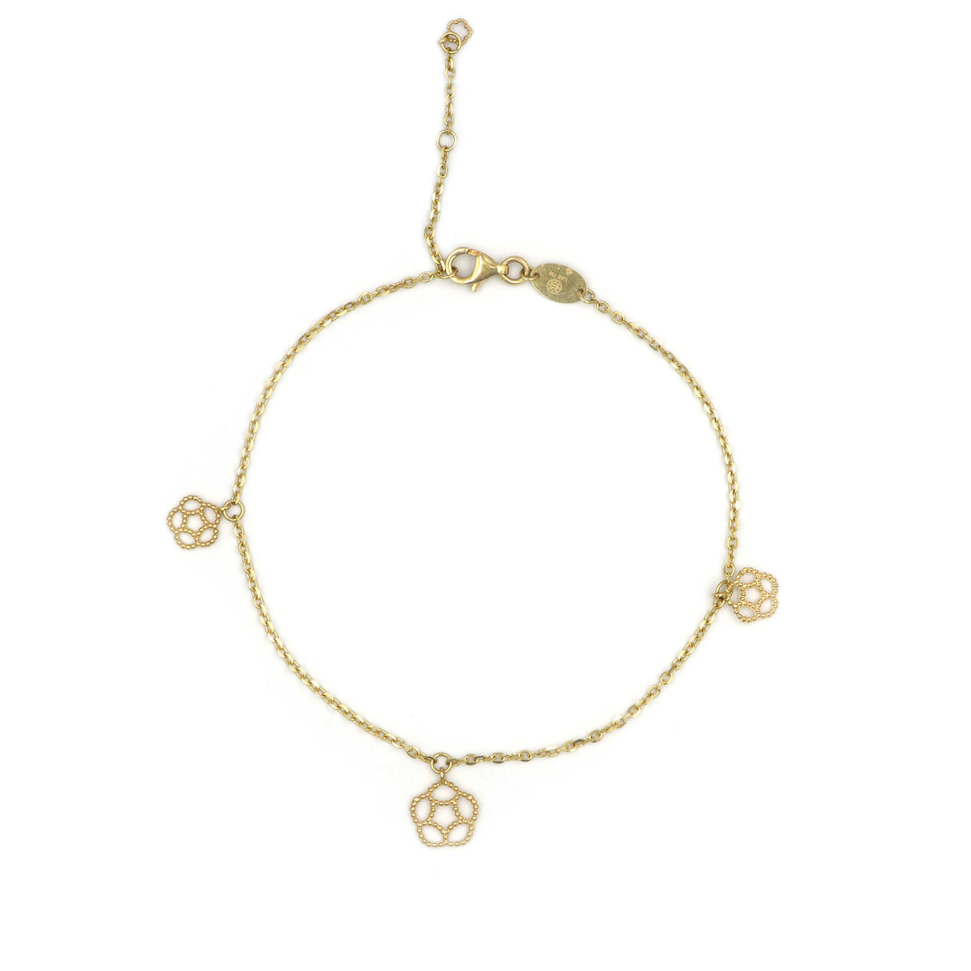 18K Gold Anklet with Rose Charm