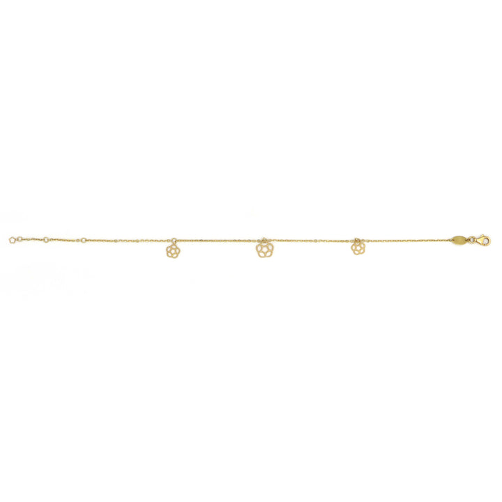 18K Gold Anklet with Rose Charm
