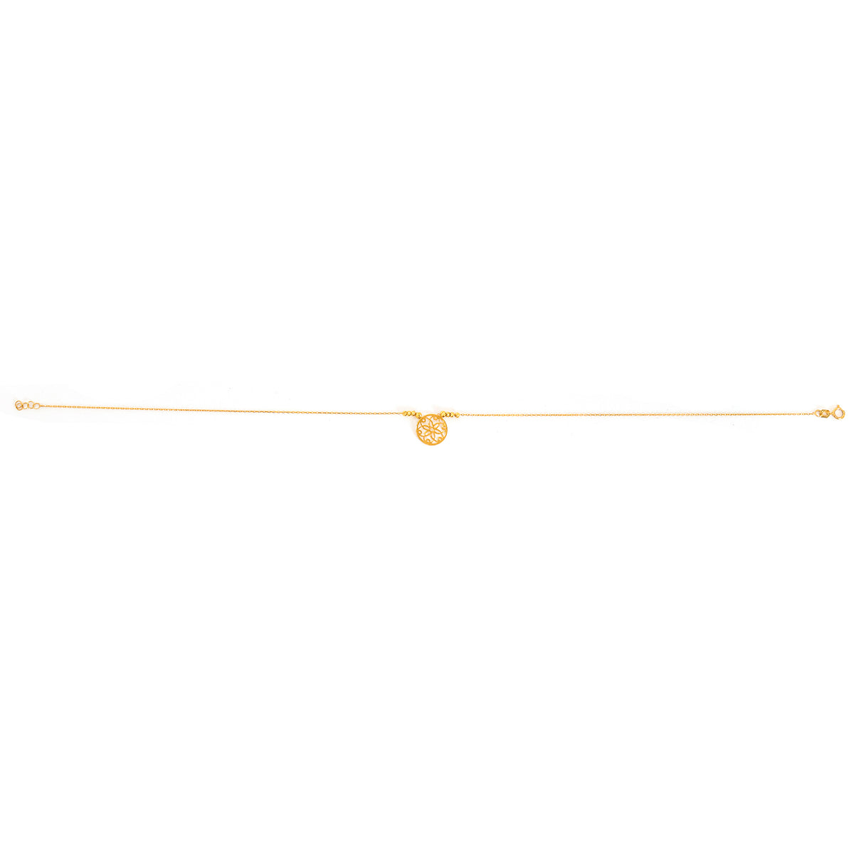 21K ذهب خلخال – Floral Disc Charm - بدون مصنعية - Full View