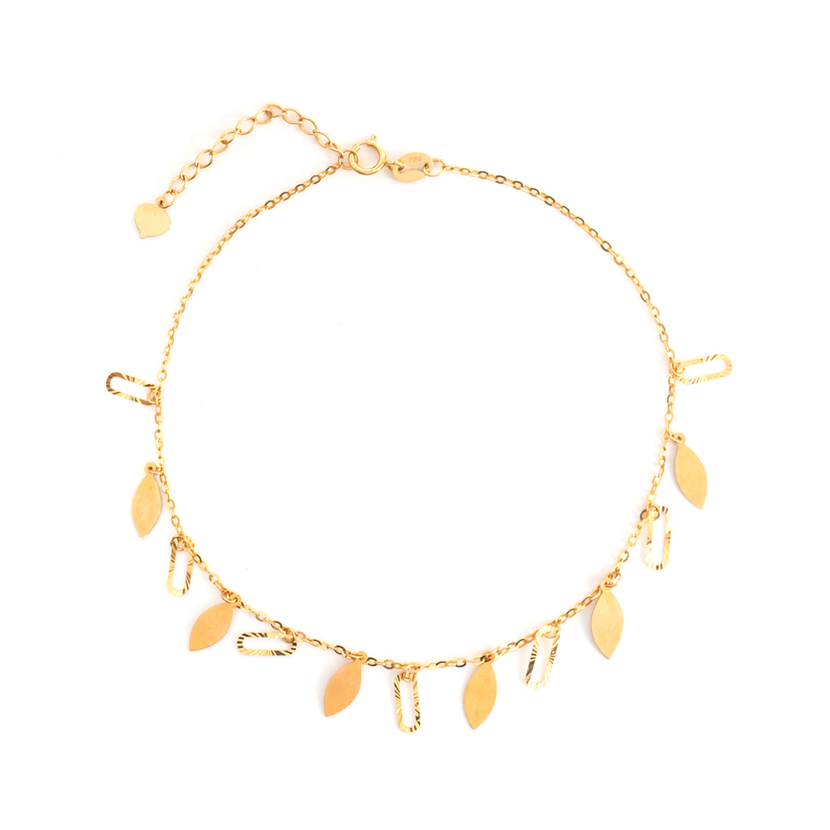 18K Gold Leaf Charm Anklet