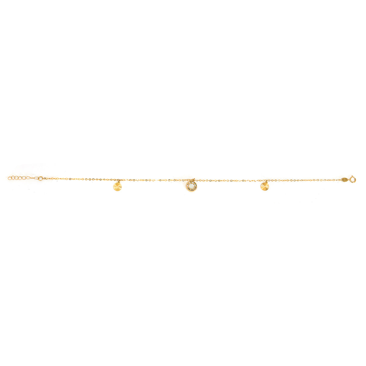 18K Gold Anklet – Round Cut-Out Charm - Zero Making Charge - Full View