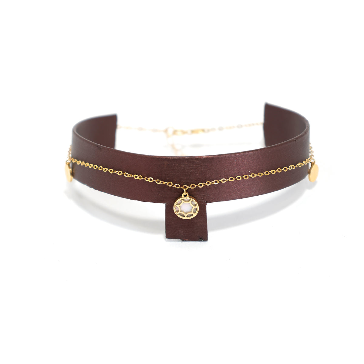 18K Gold Anklet – Round Cut-Out Charm - Zero Making Charge - Main View