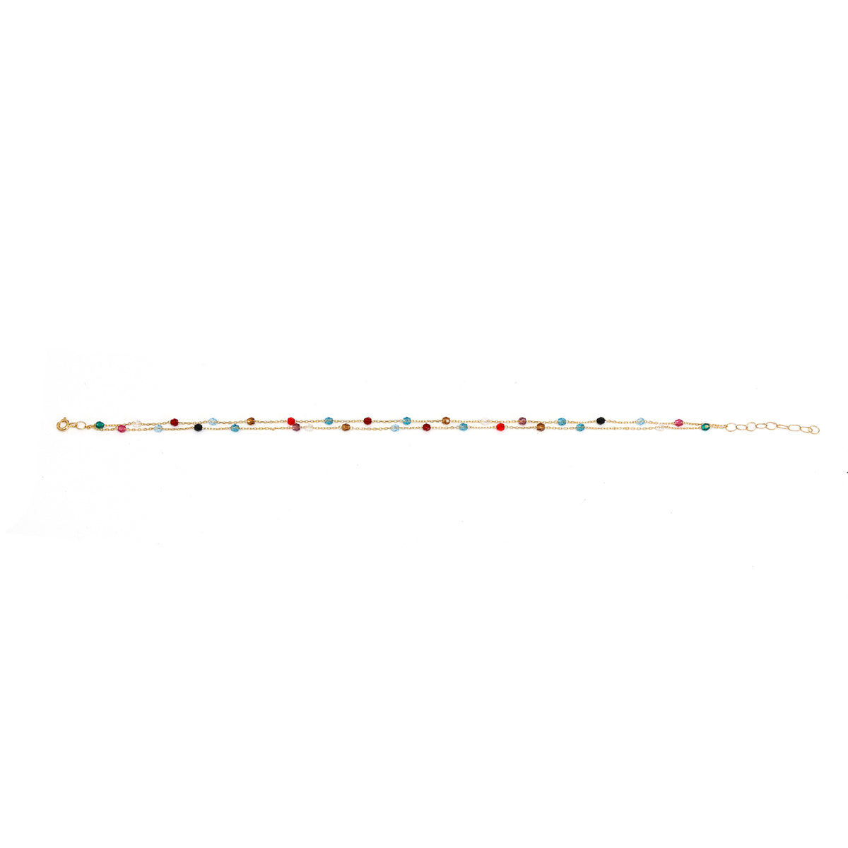 Multicolored beaded bracelet on a white background