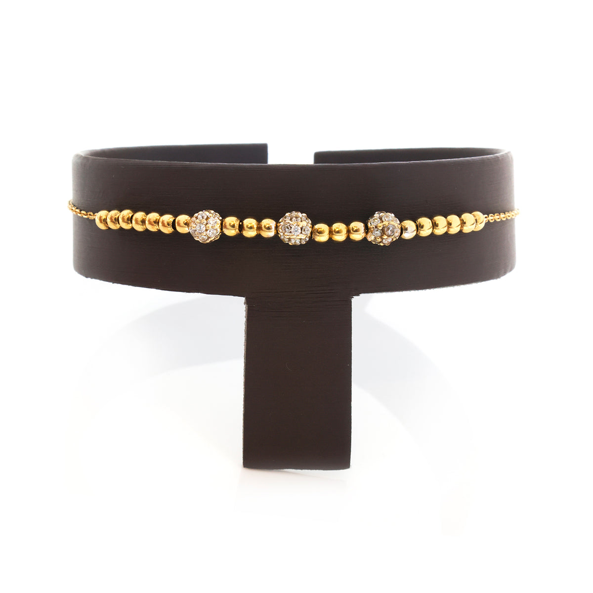 18K Gold Pave Fireball Bead Bracelet - Zero making charge