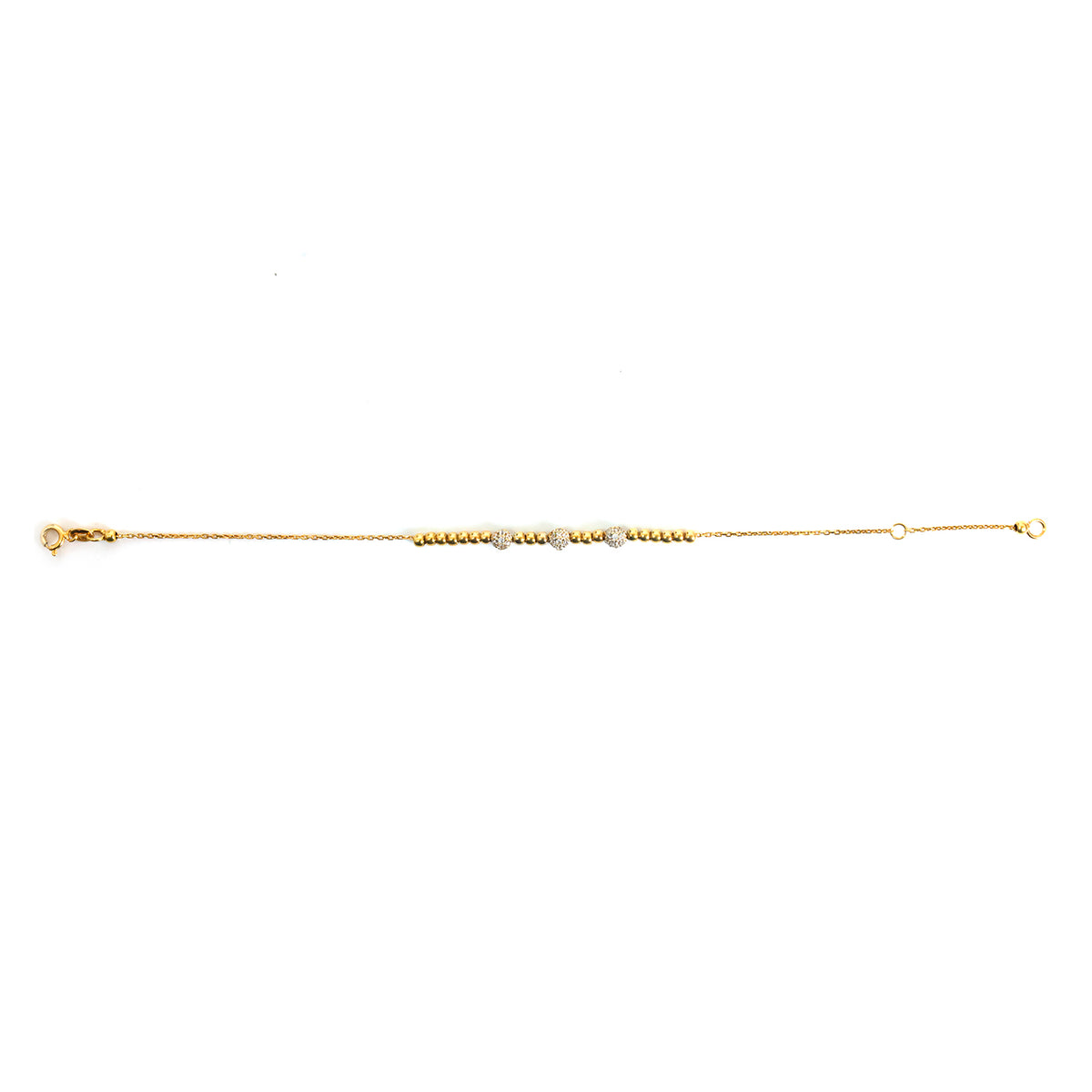 18K Gold Pave Fireball Bead Bracelet - Zero making charge
