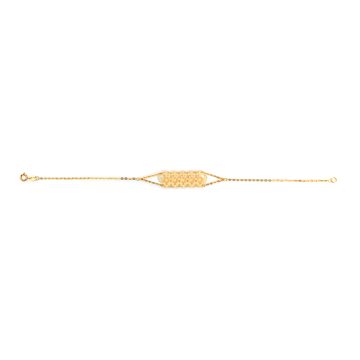 21K Gold Filigree Flower Heart Panel Bracelet