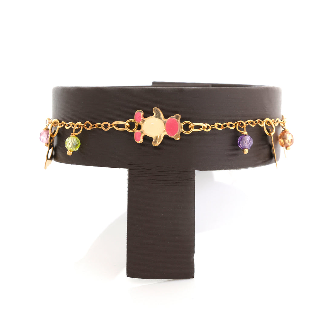18K Gold Bracelet – Floral Stone Charm Detail – Zero Making Charge