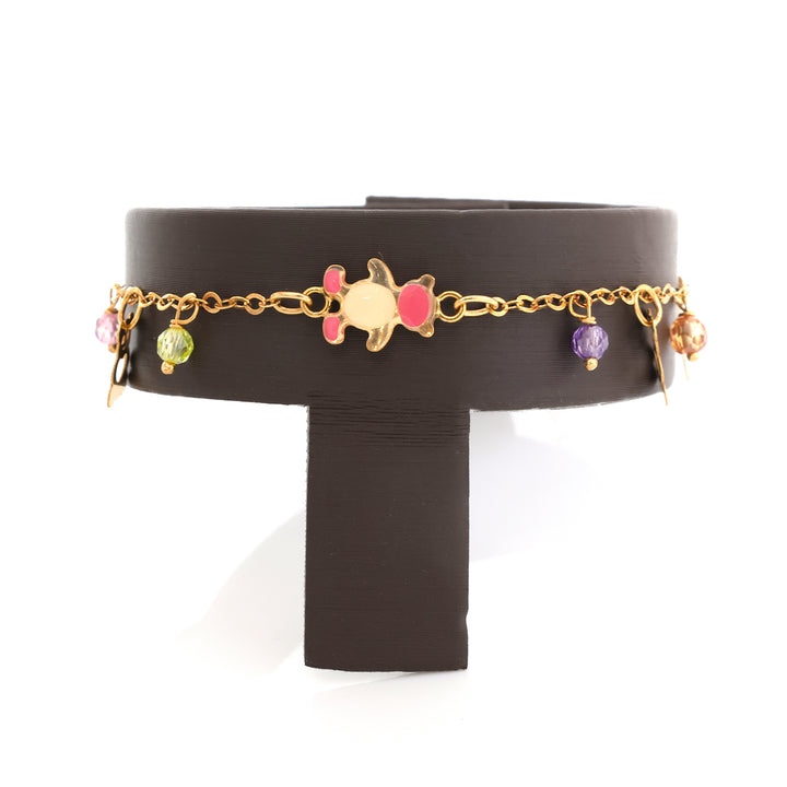 18K Gold Bracelet – Floral Stone Charm Detail – Zero Making Charge