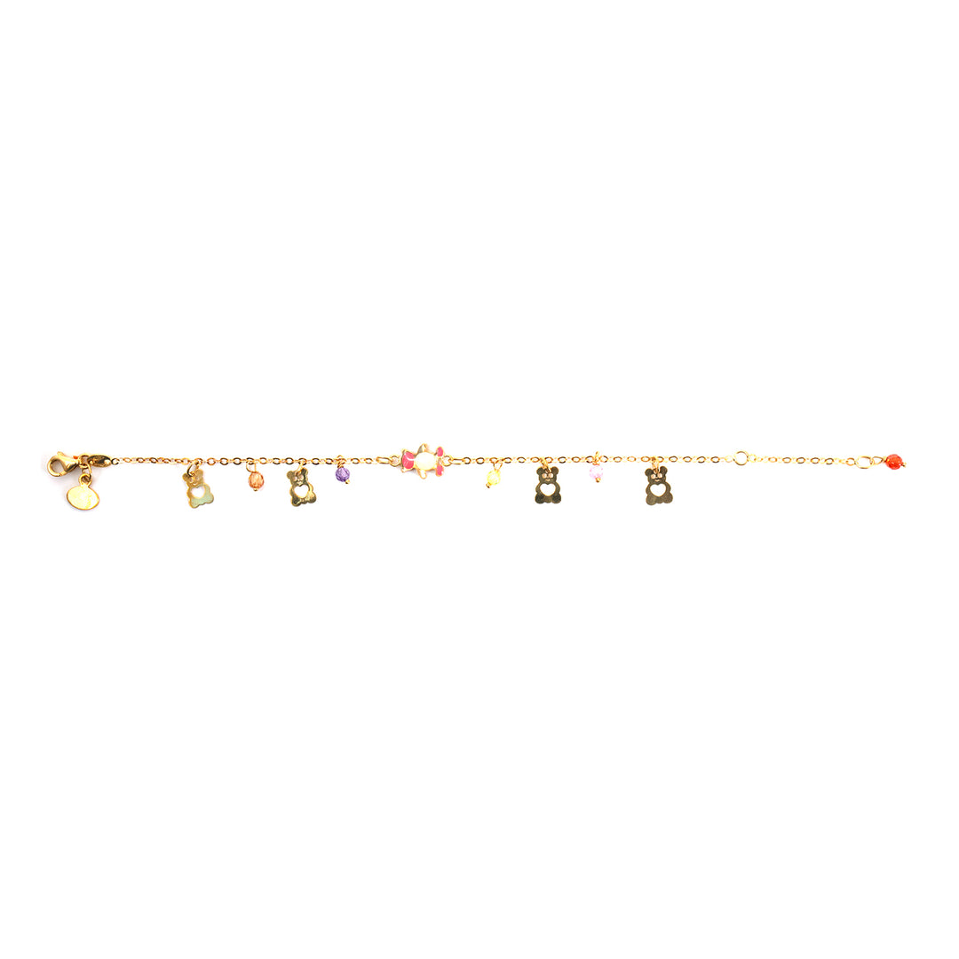 18K Gold Bracelet – Floral Stone Charm Detail – Zero Making Charge