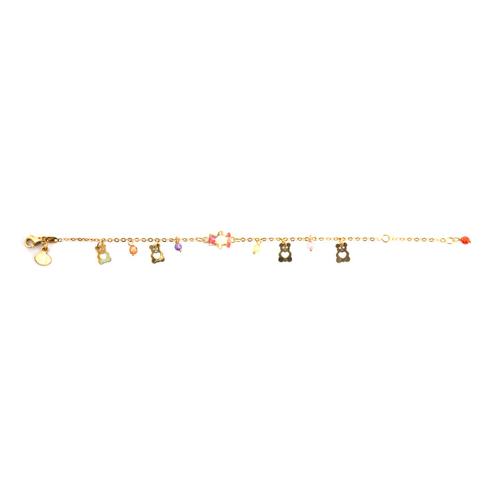18K Gold Bracelet – Floral Stone Charm Detail – Zero Making Charge