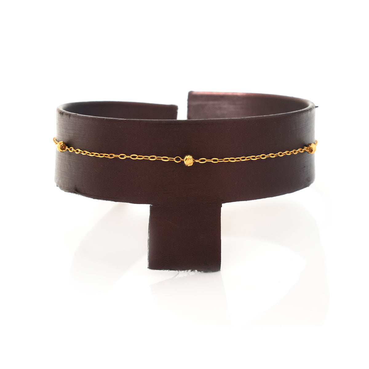 21K Gold Beaded Cable Chain Bracelet