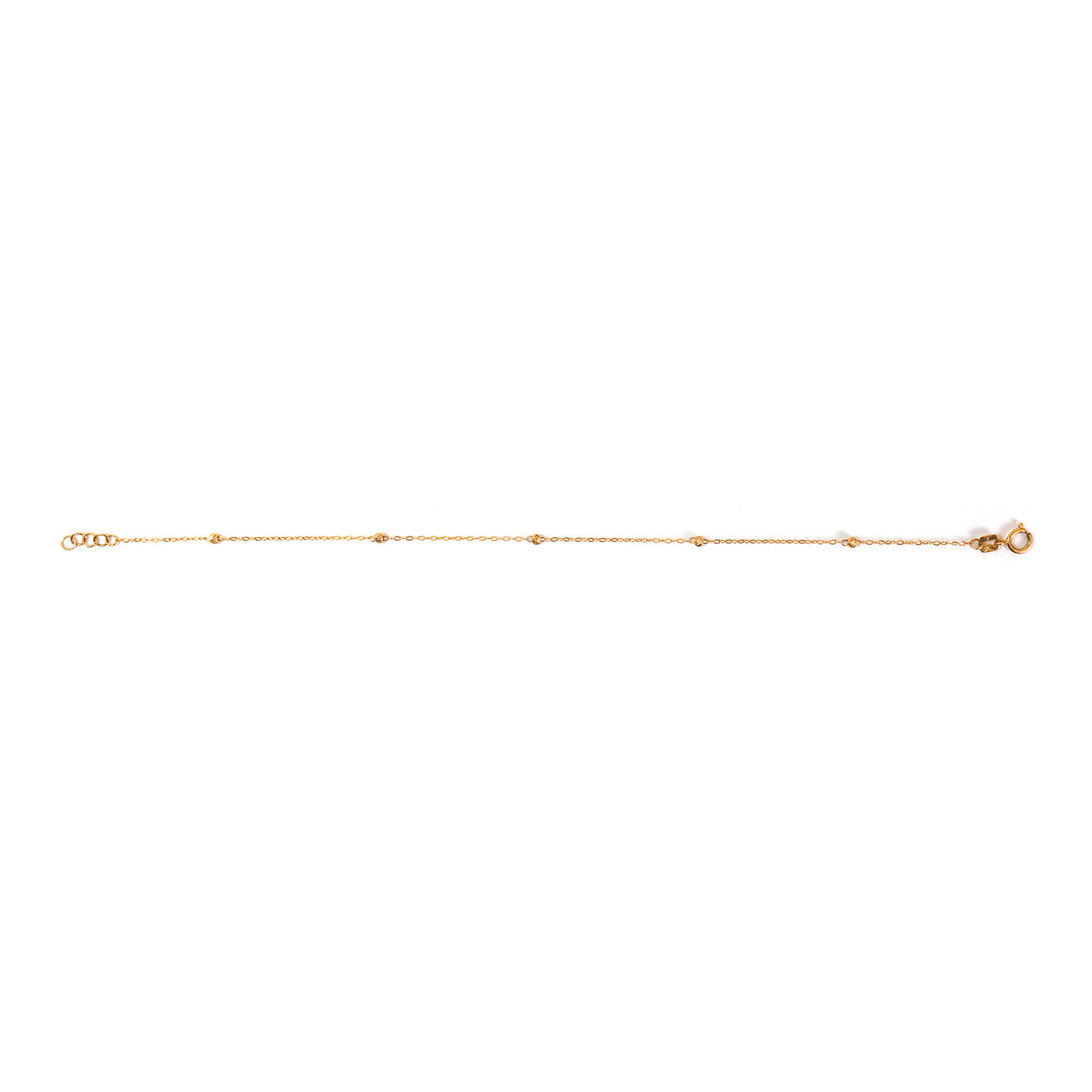 21K Gold Beaded Cable Chain Bracelet
