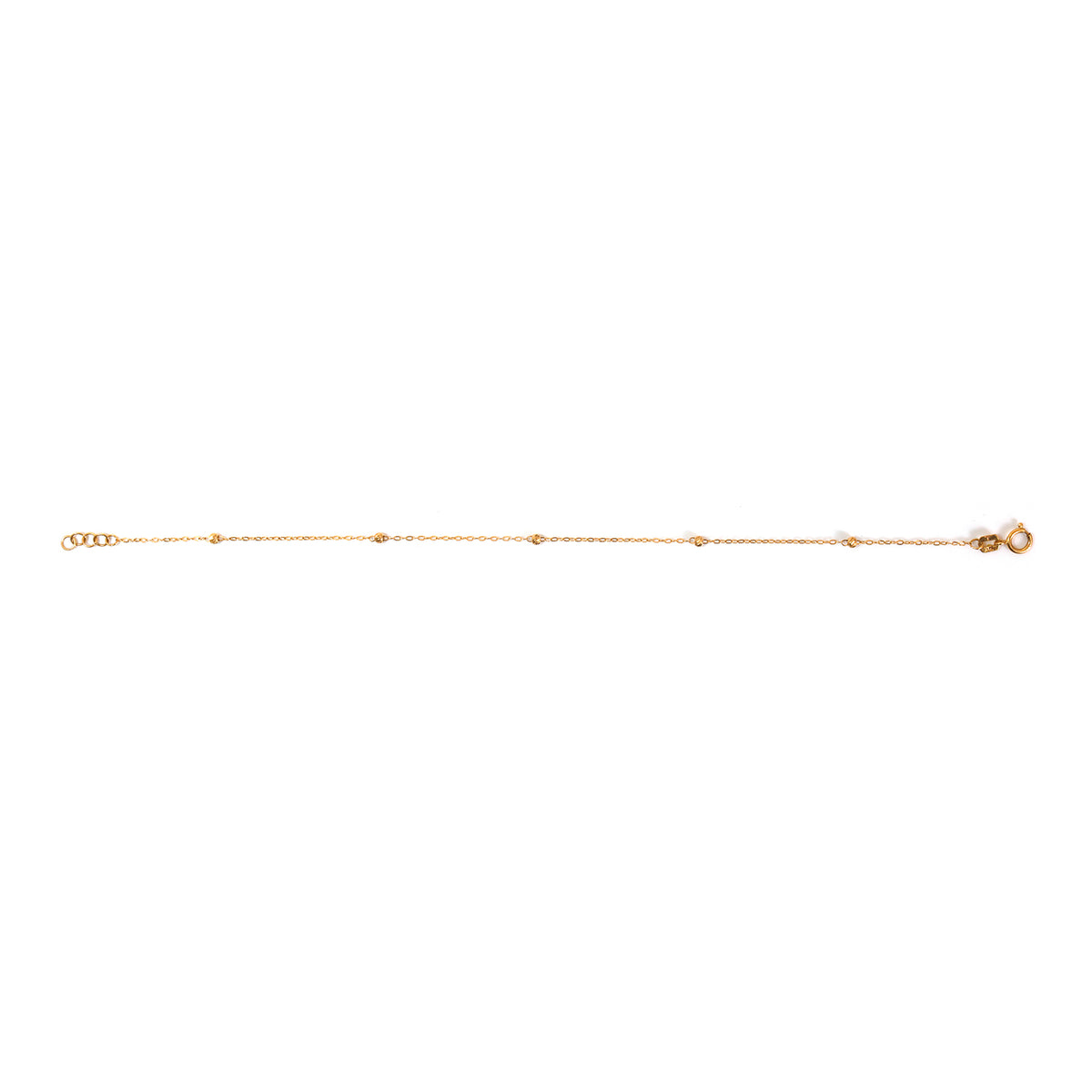 21K Gold Beaded Cable Chain Bracelet