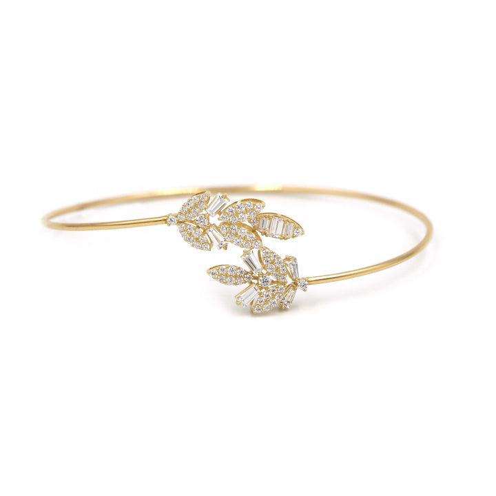 18K Yellow Gold Cuff Bangles with Diamond Accents