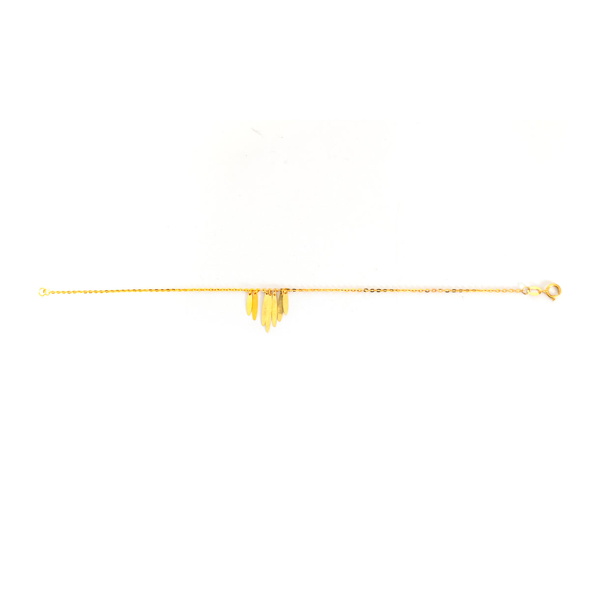 Gold anklet on a white background