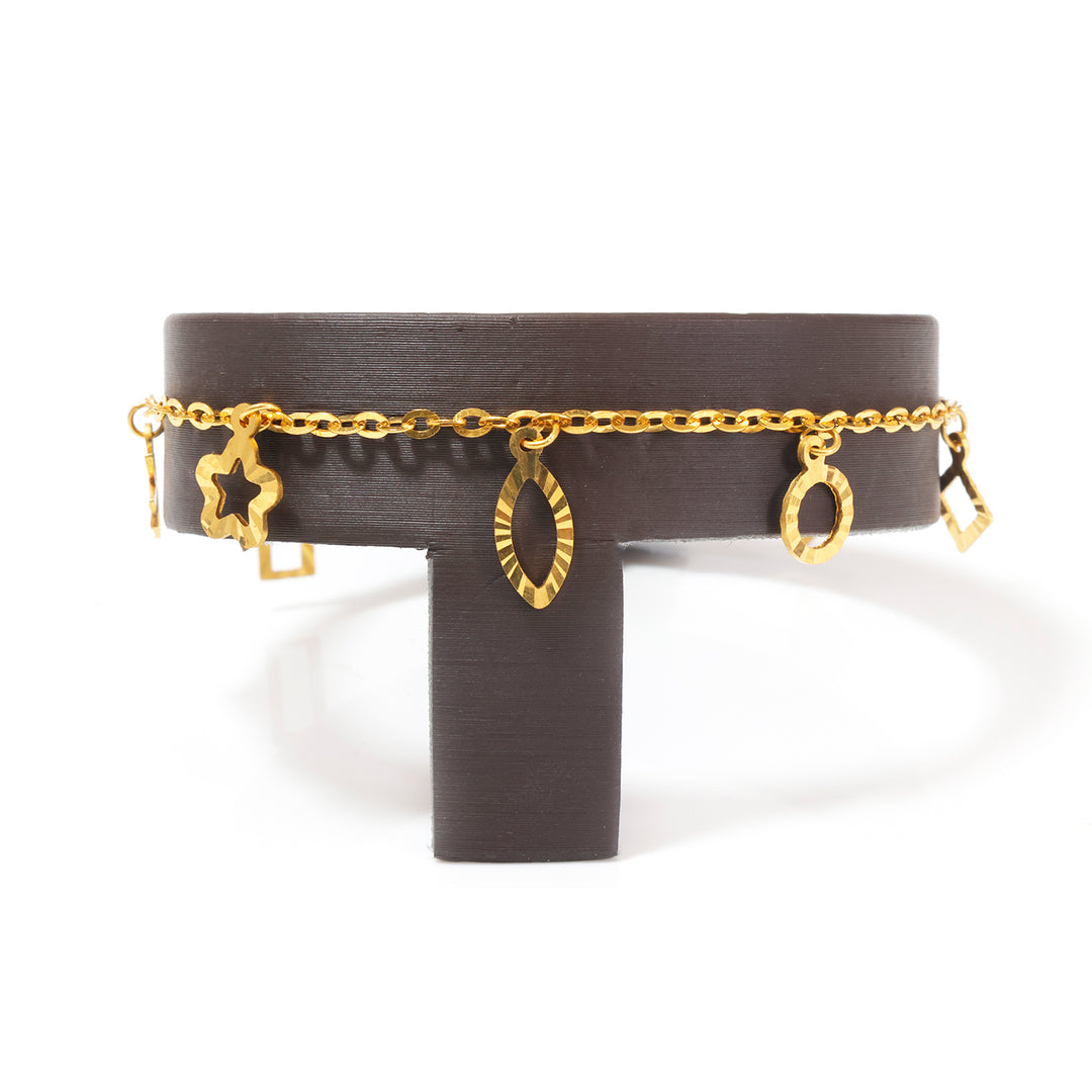 22K Gold Star &amp; Marquise Charm Bracelet