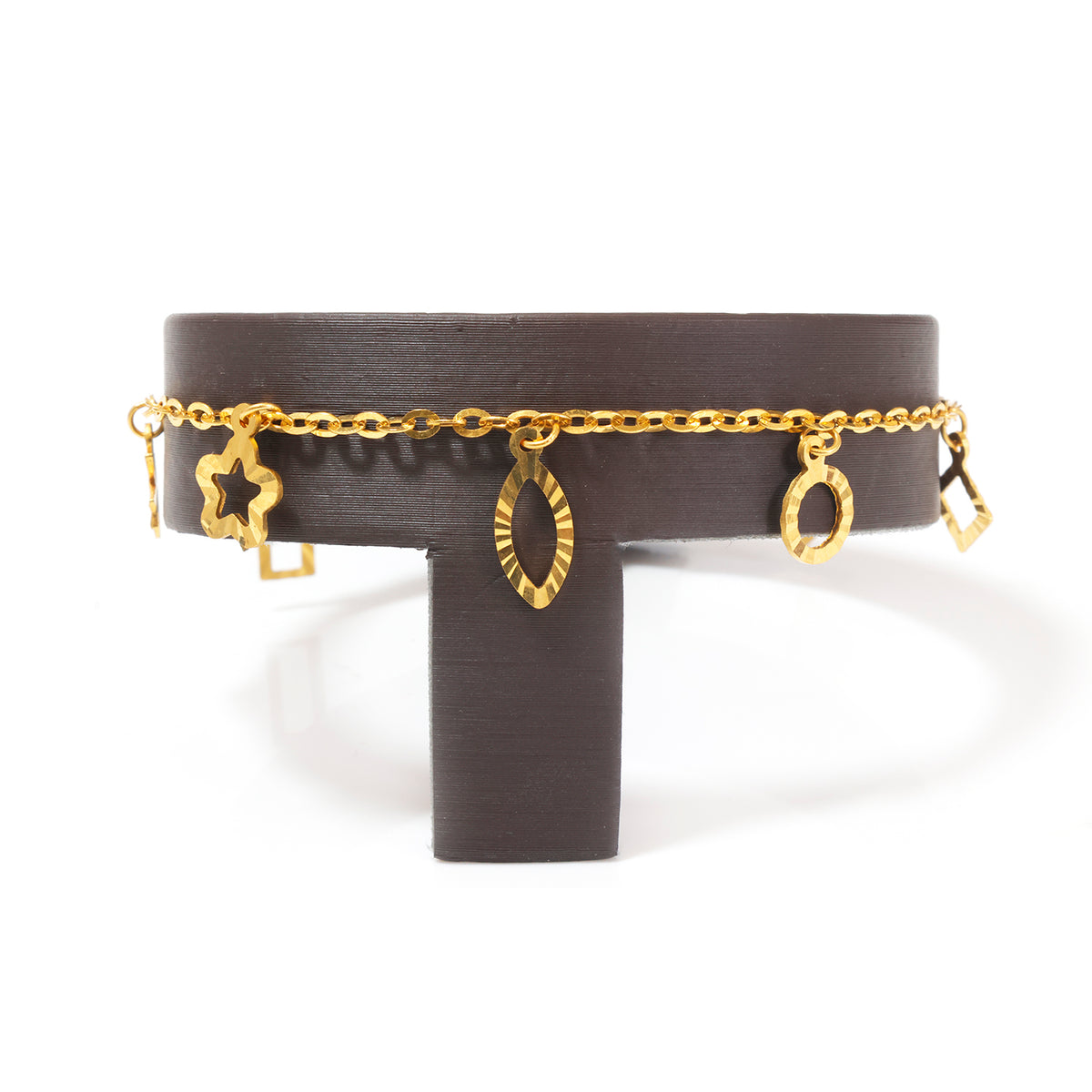 22K Gold Star & Marquise Charm Bracelet