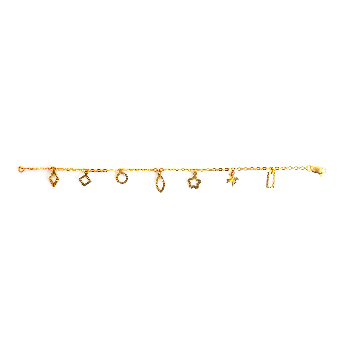 22K Gold Star & Marquise Charm Bracelet