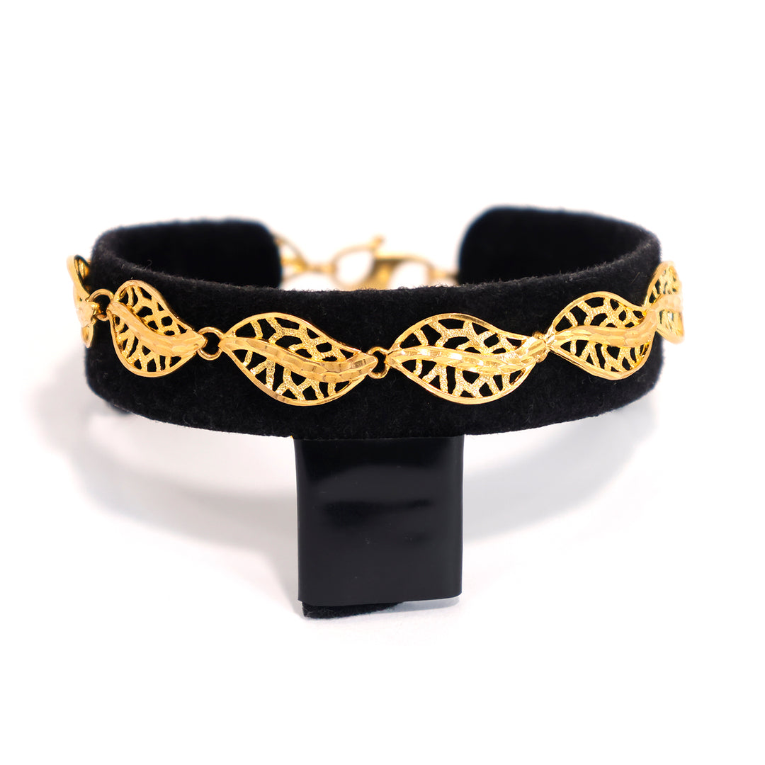 21K Gold Bracelet – Cutout Leaf Link Design – Zero Making Charge - Main View