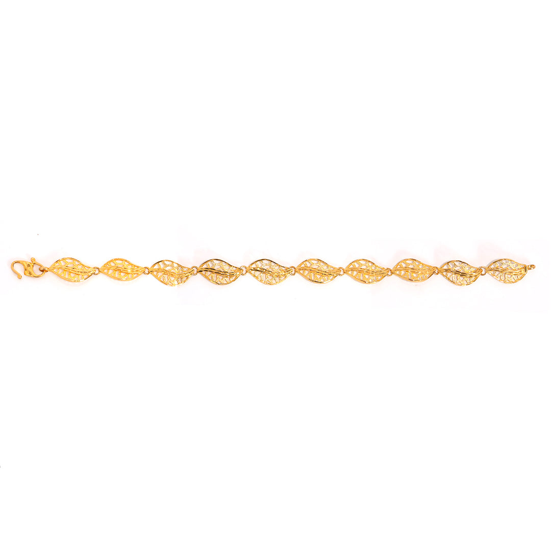 21K Gold Bracelet – Cutout Leaf Link Design – Zero Making Charge - Full View