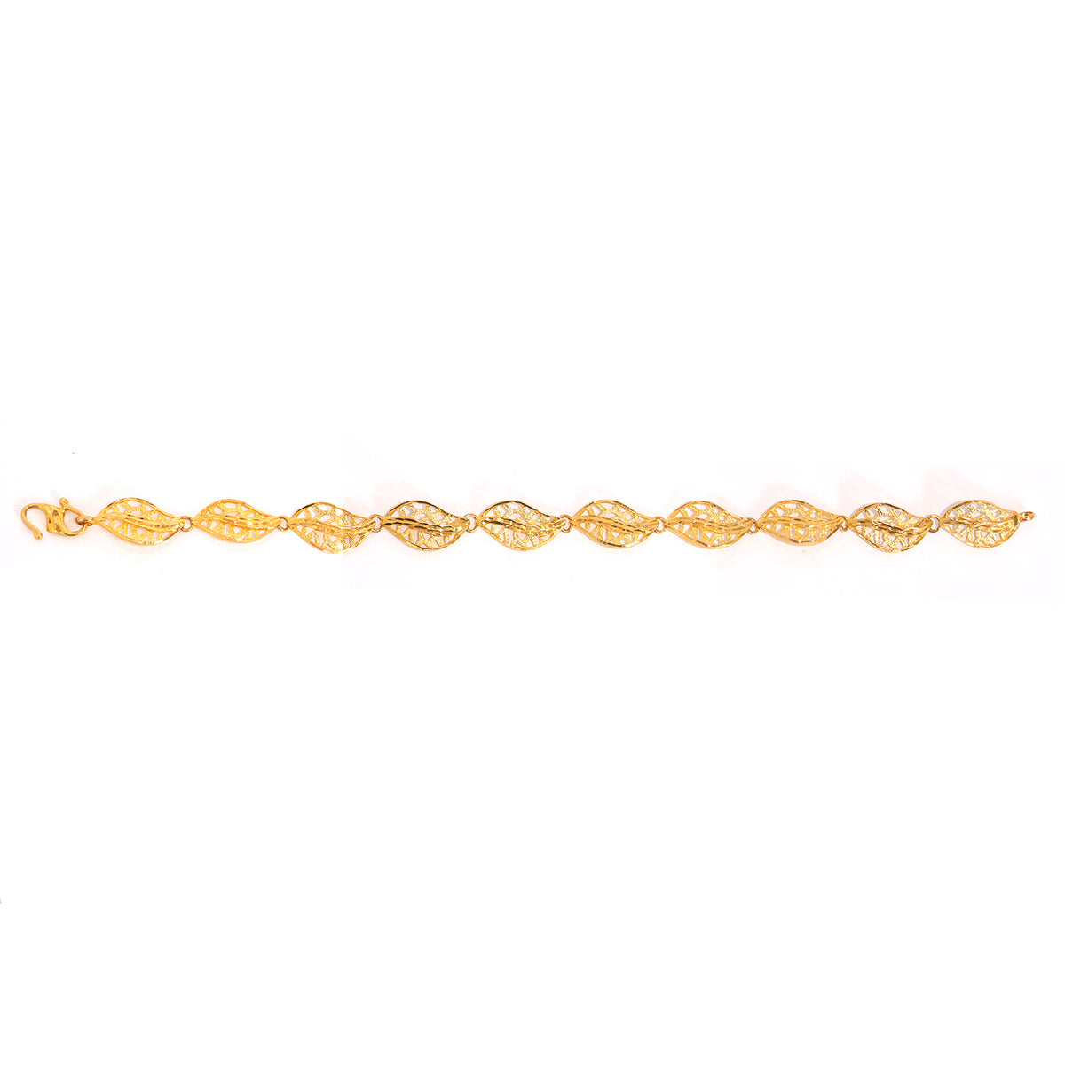 21K Gold Bracelet – Cutout Leaf Link Design – Zero Making Charge - Full View