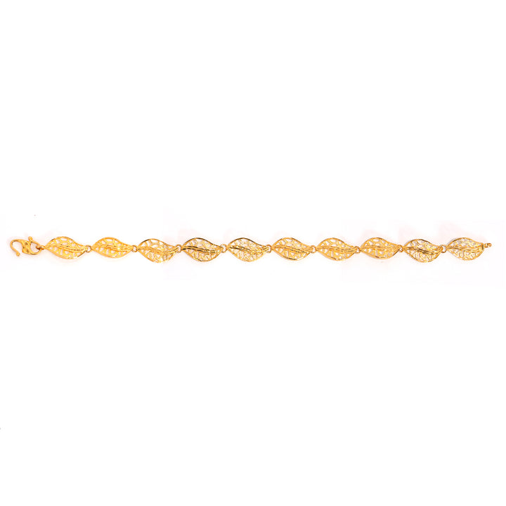 21K Gold Bracelet – Cutout Leaf Link Design – Zero Making Charge - Full View