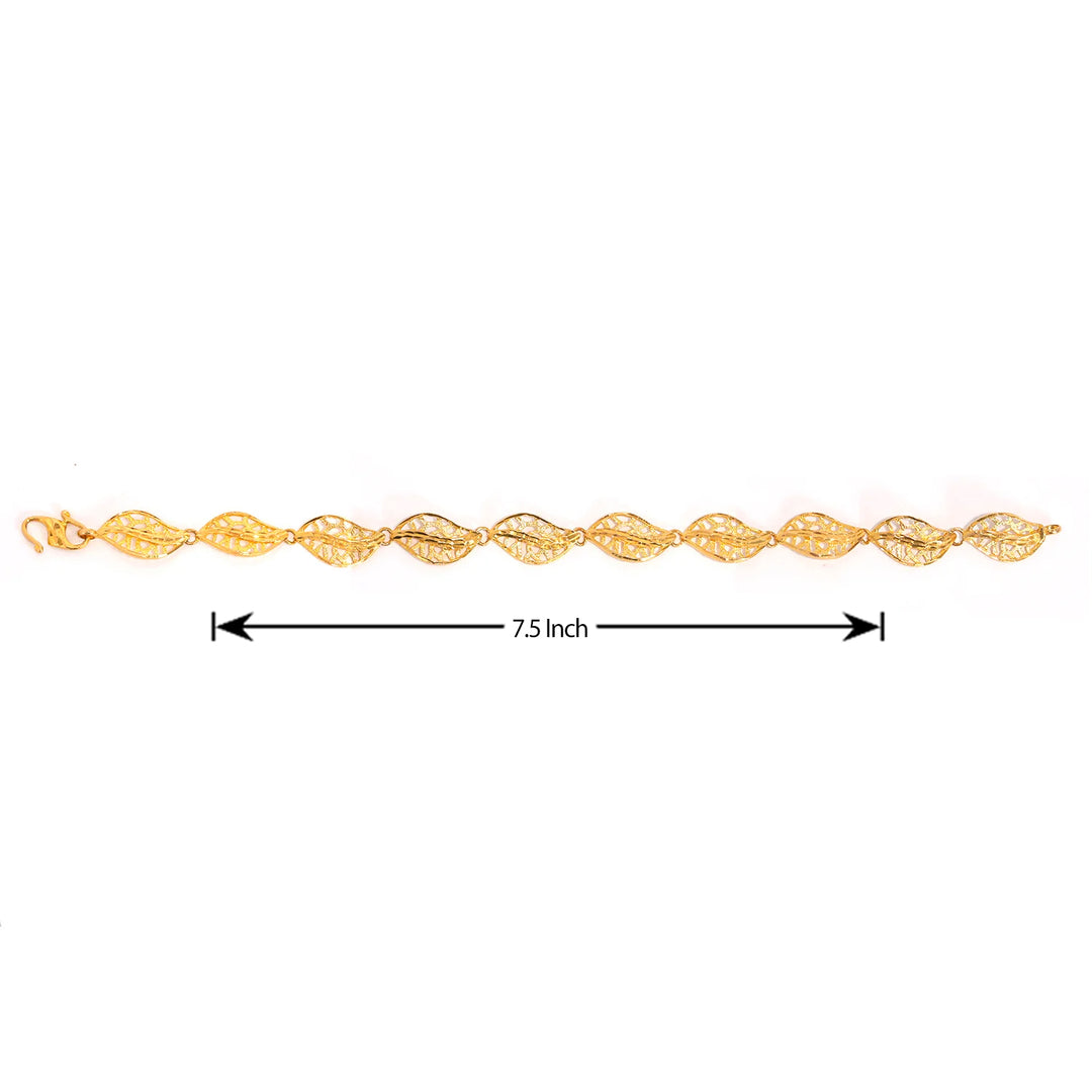 21K Gold Bracelet – Cutout Leaf Link Design – Zero Making Charge