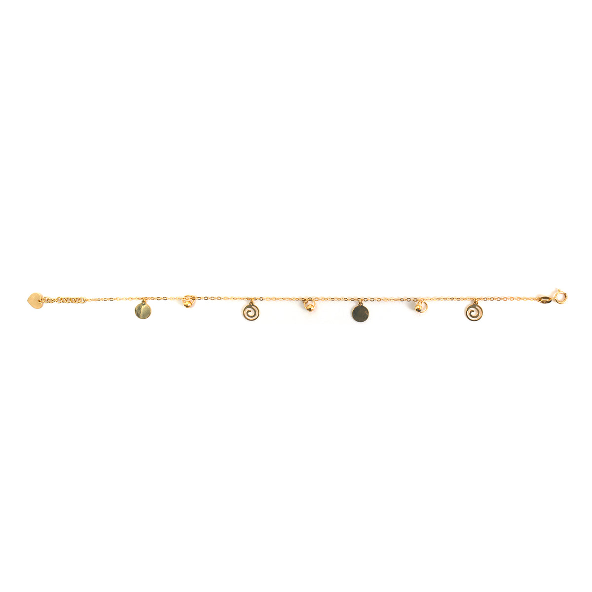 18K Gold Spiral Charm Bracelet