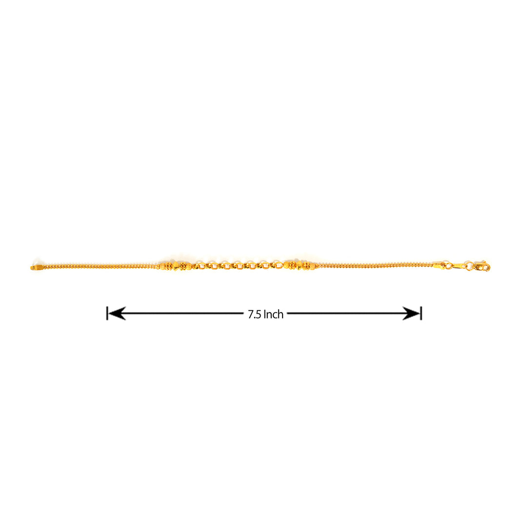 22K Gold Bracelet – Beaded Oval Link Design