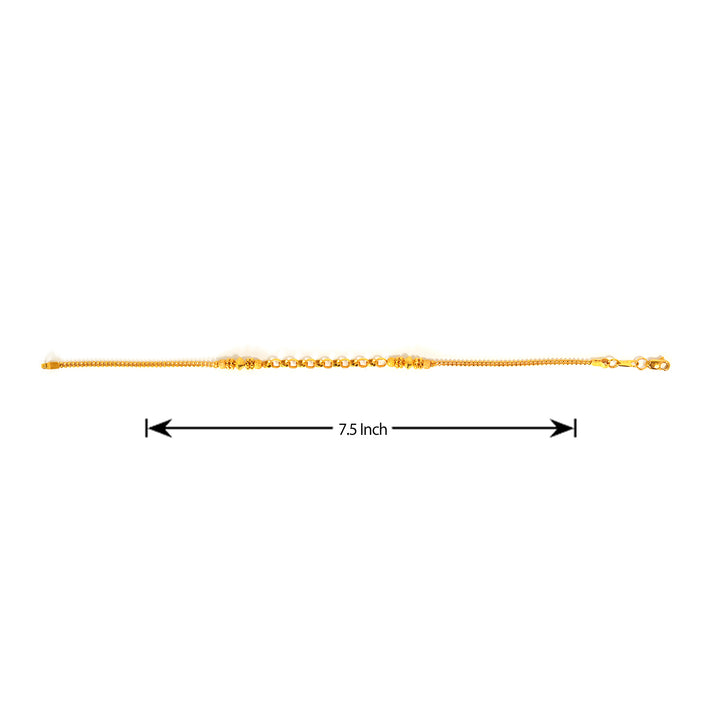 22K Gold Bracelet – Beaded Oval Link Design