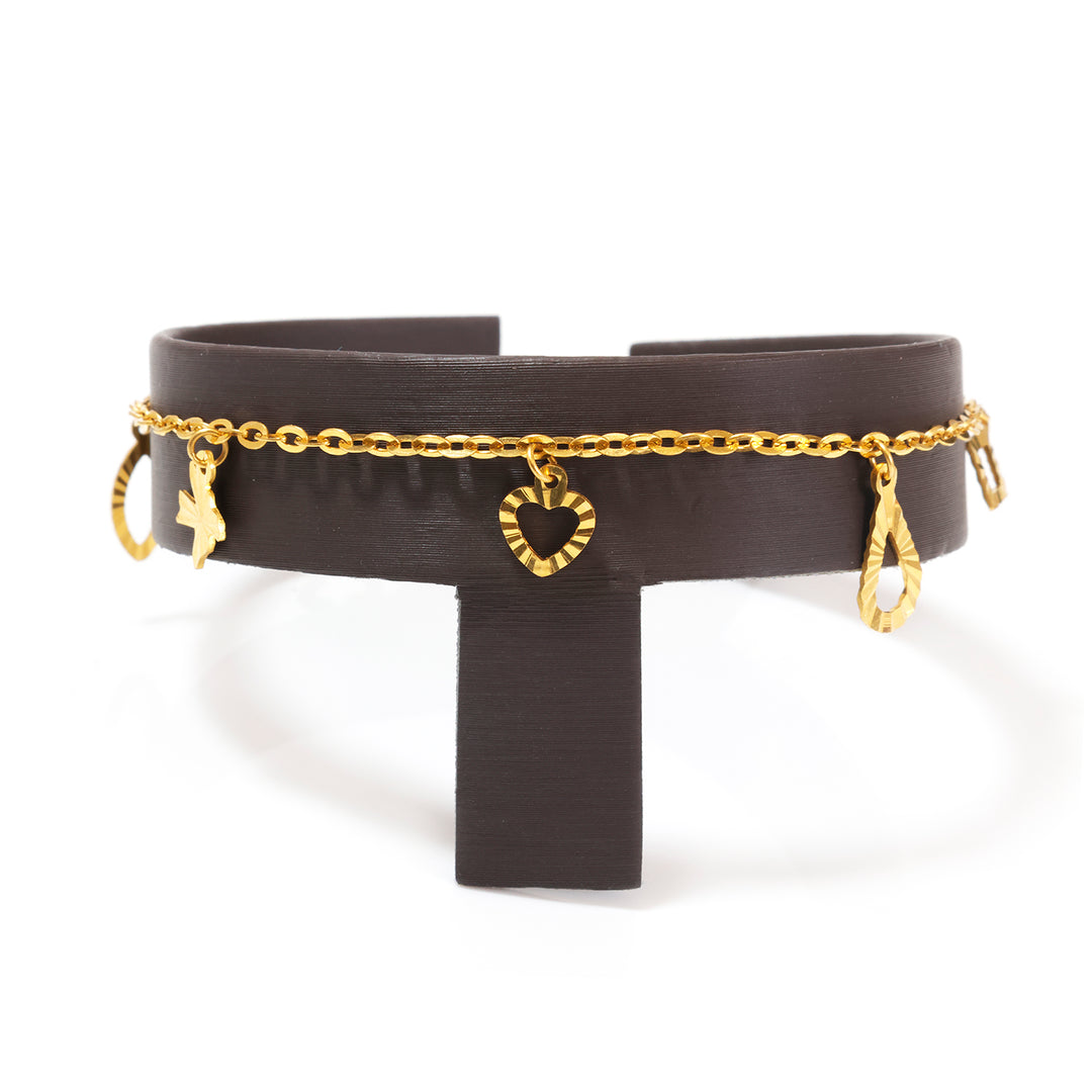 22K Gold Heart &amp; Star Charm Bracelet