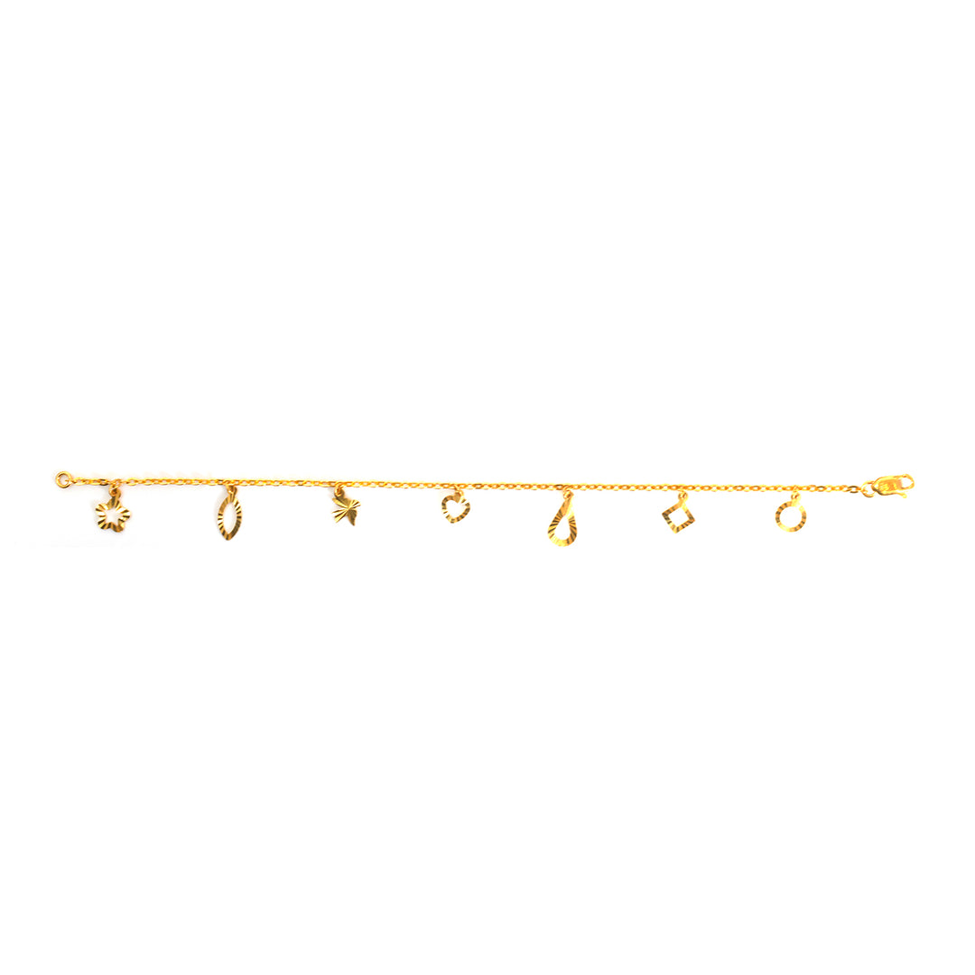 22K Gold Heart &amp; Star Charm Bracelet
