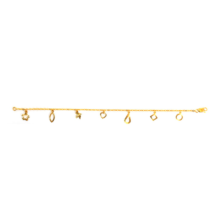 22K Gold Heart &amp; Star Charm Bracelet