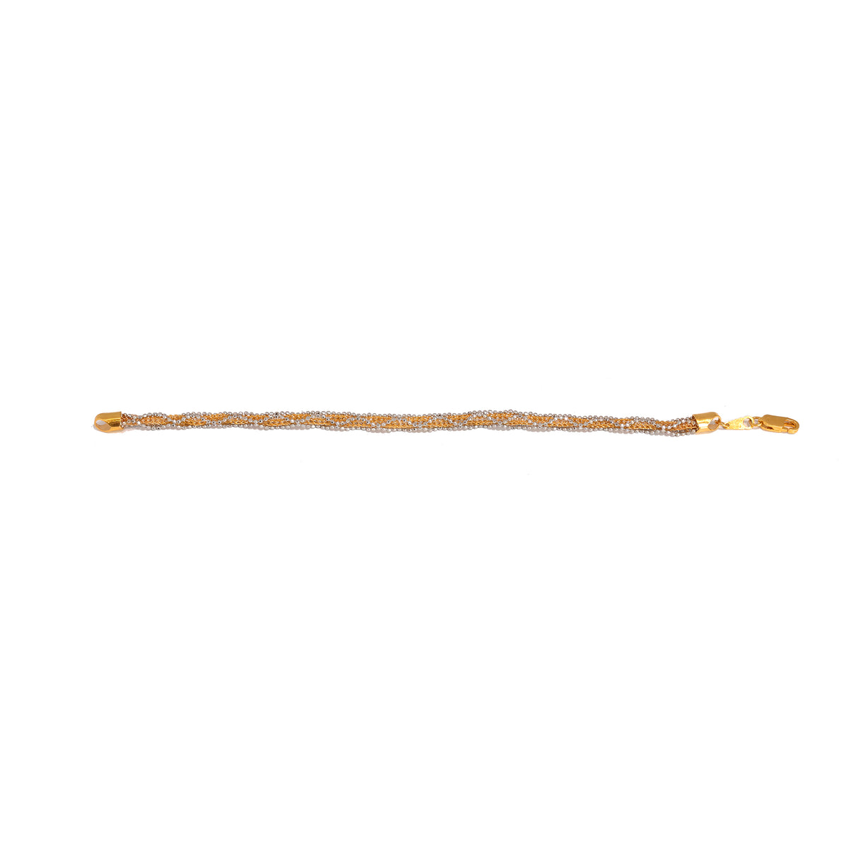 22K Gold Bracelet – Textured two-tone bead design – Full View