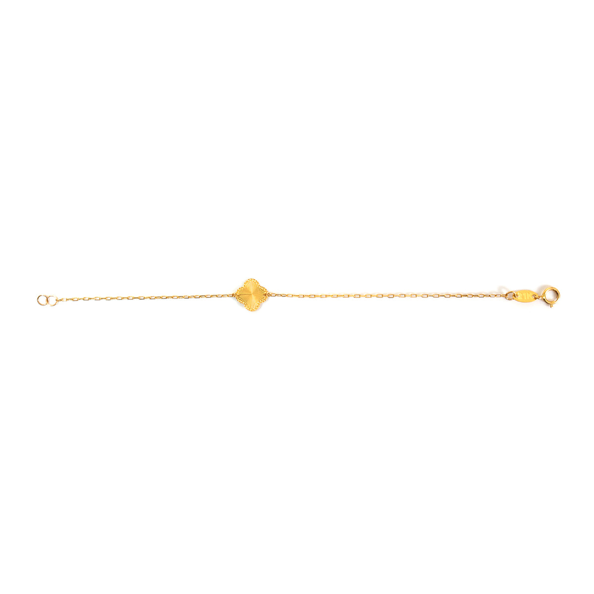21K Gold Sunburst Clover Charm Bracelet