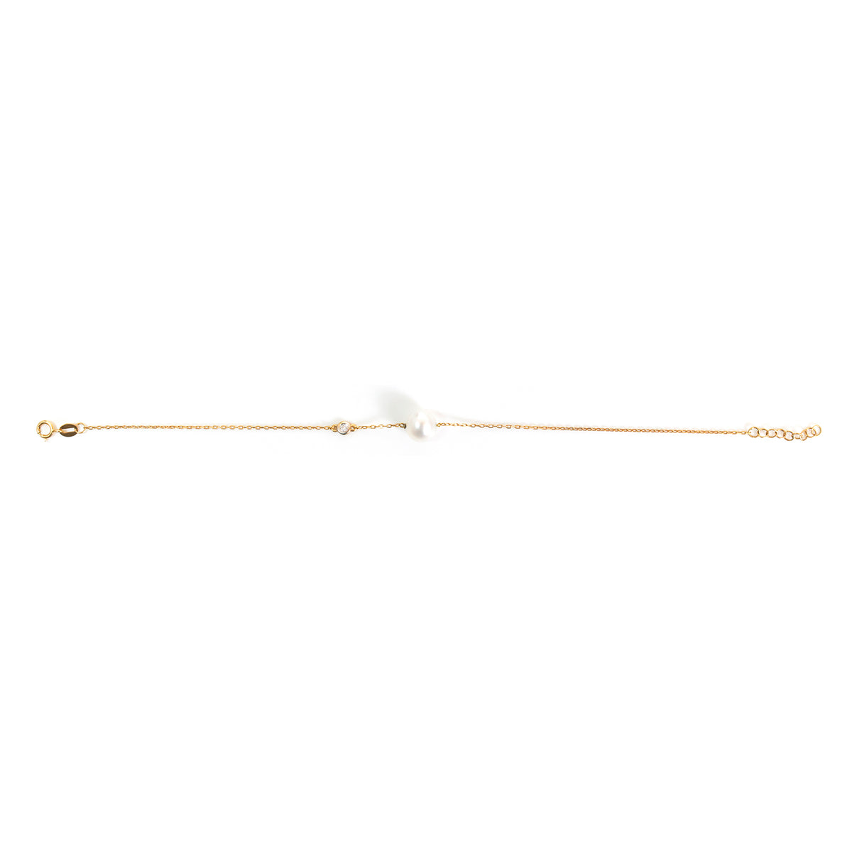 18K Gold Pearl & Stone Charm Bracelet - Zero making charge