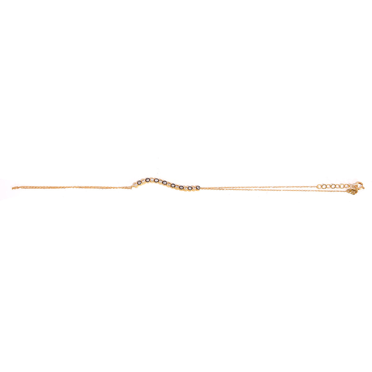 18K Gold Bracelet – Yellow Stone-Set Classic Design (7 inches) – Full View