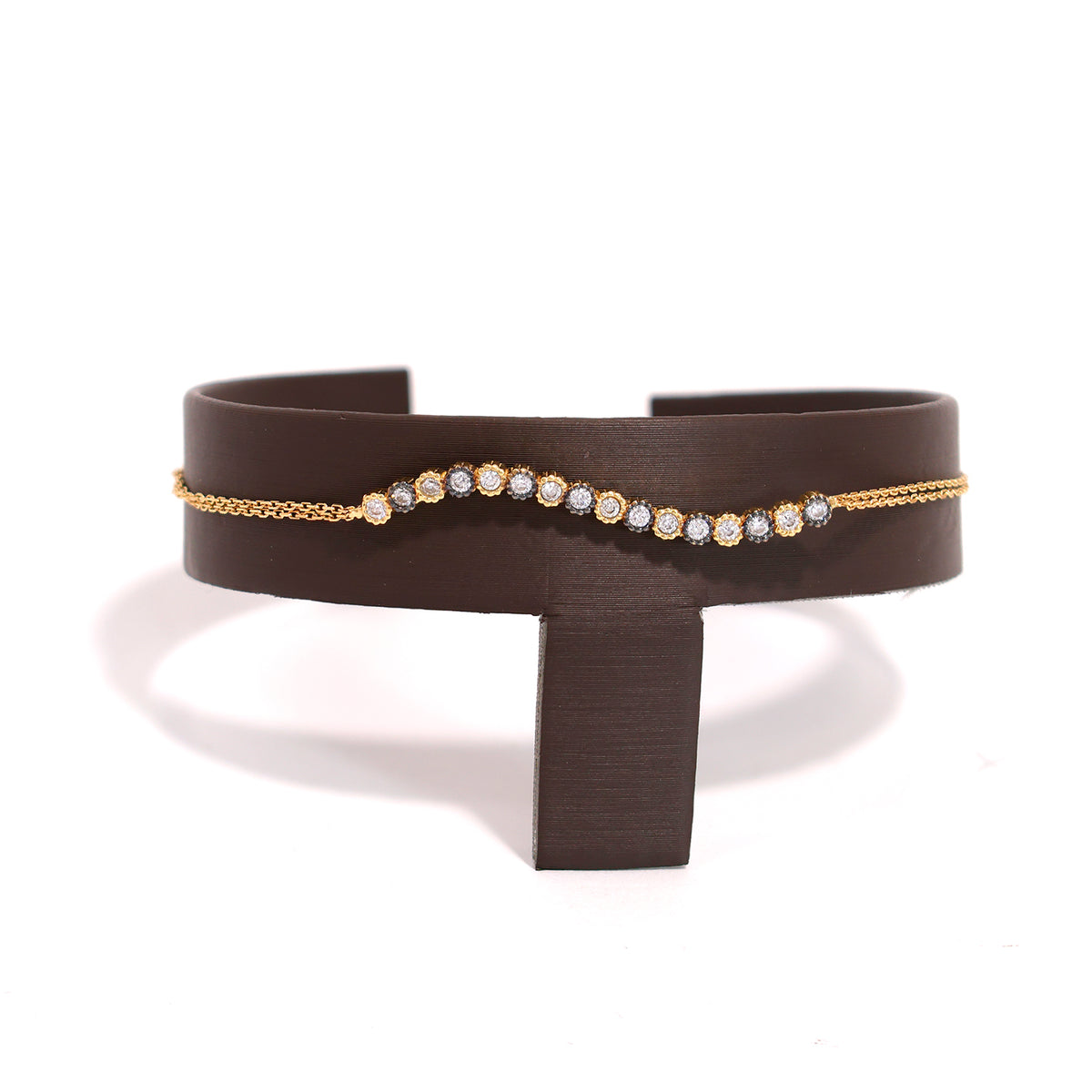 18K Gold Bracelet – Yellow Stone-Set Classic Design (7 inches) – Main View