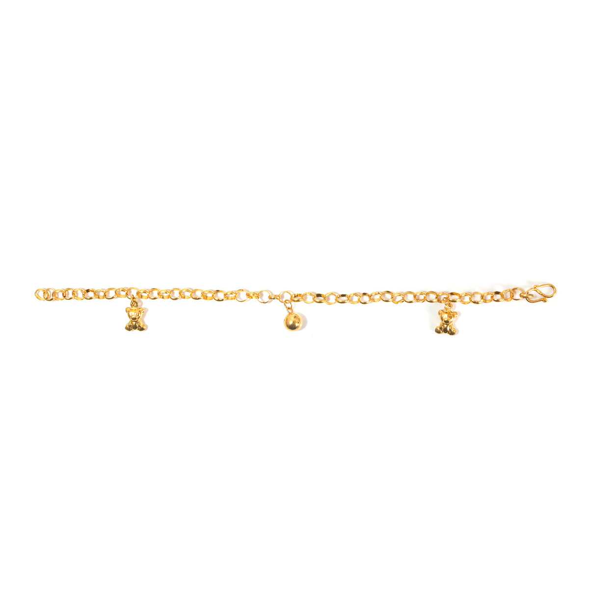 22K Gold Teddy Bear Charm Bracelet - Zero making charge