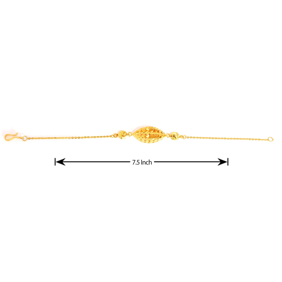 21K Gold Bracelet – Diamond-Cut Marquise Accent – Zero Making Charge