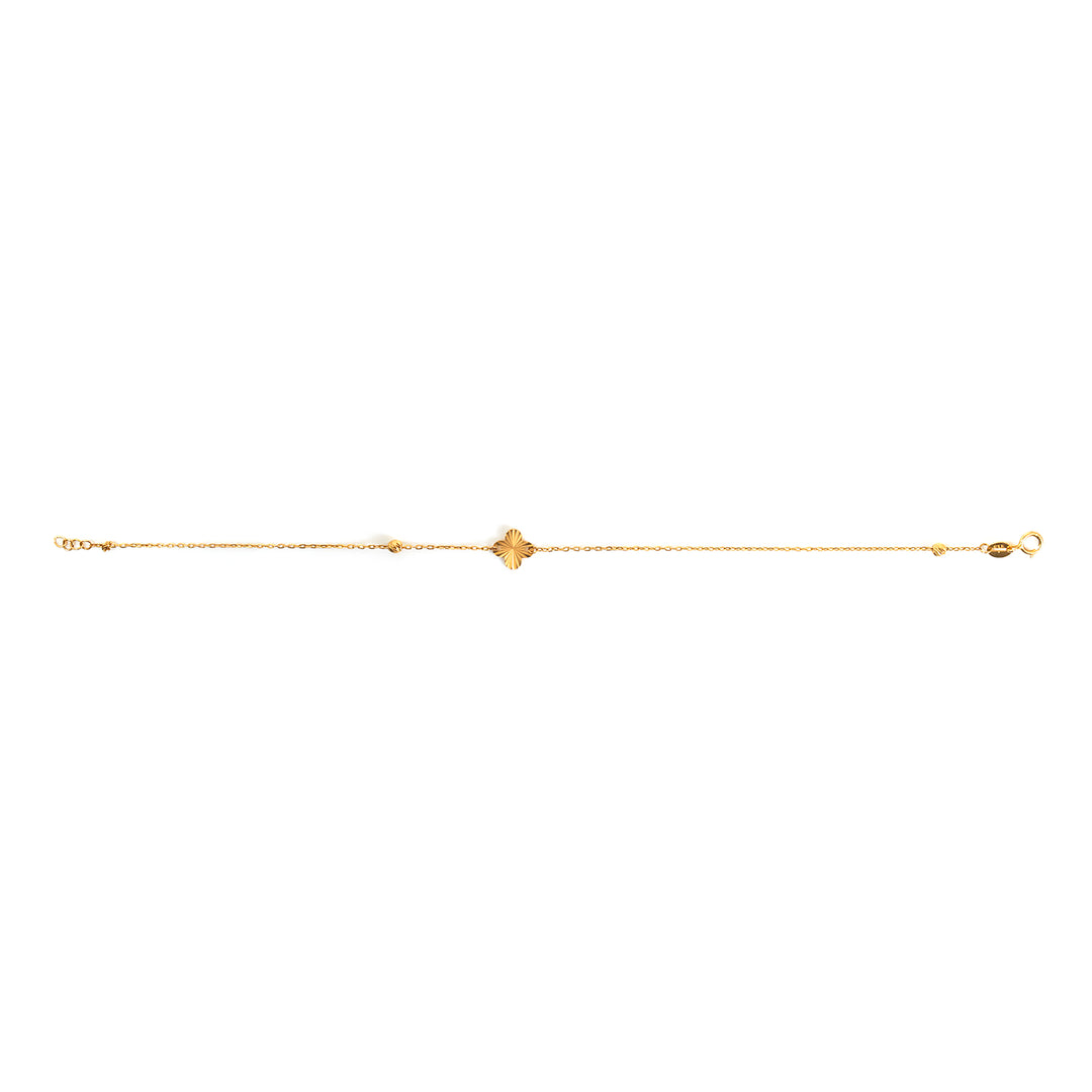 21K Gold Sunburst Clover with Bead Station Bracelet