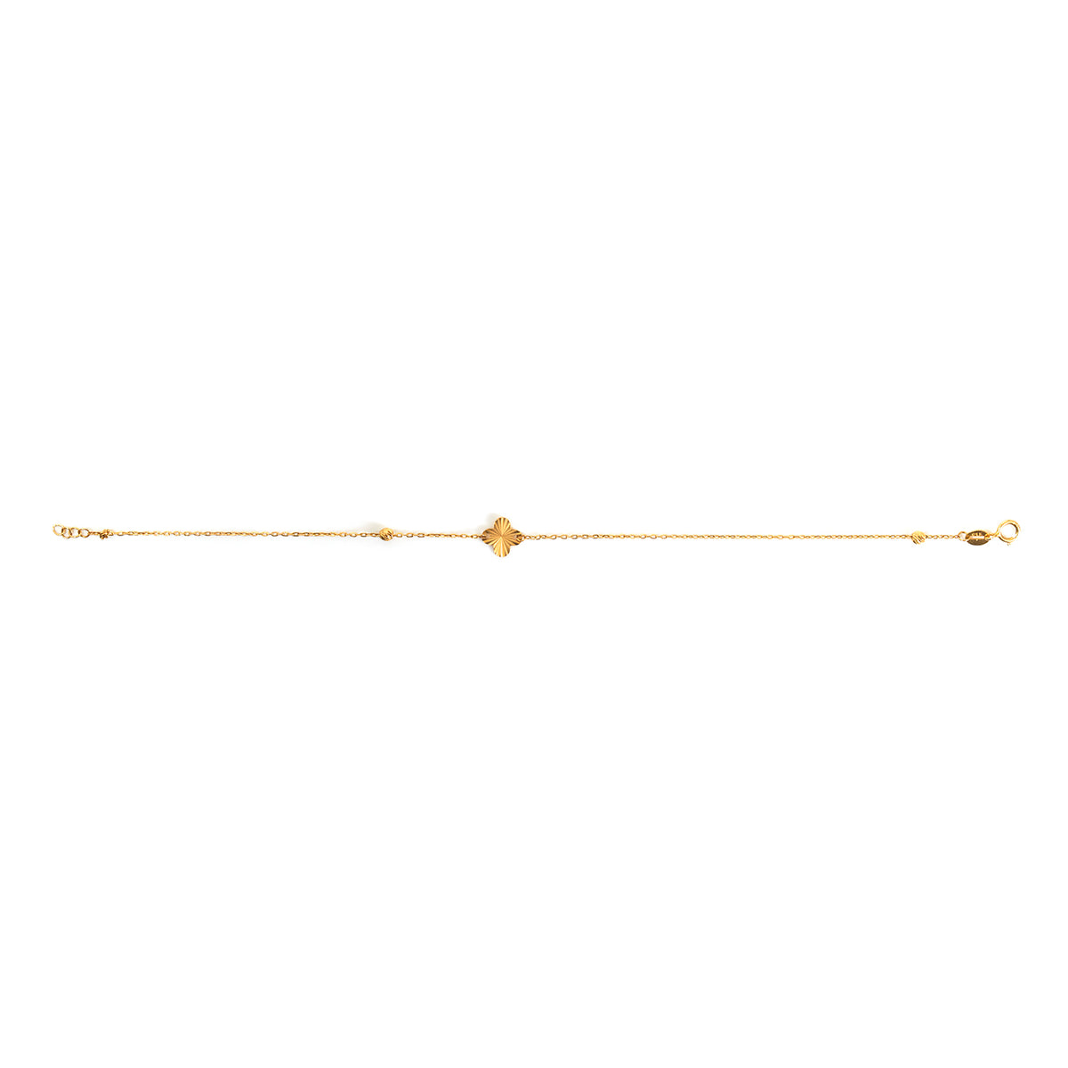 21K Gold Sunburst Clover with Bead Station Bracelet