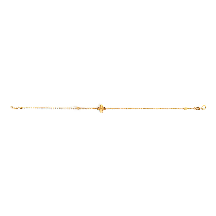 21K Gold Sunburst Clover with Bead Station Bracelet