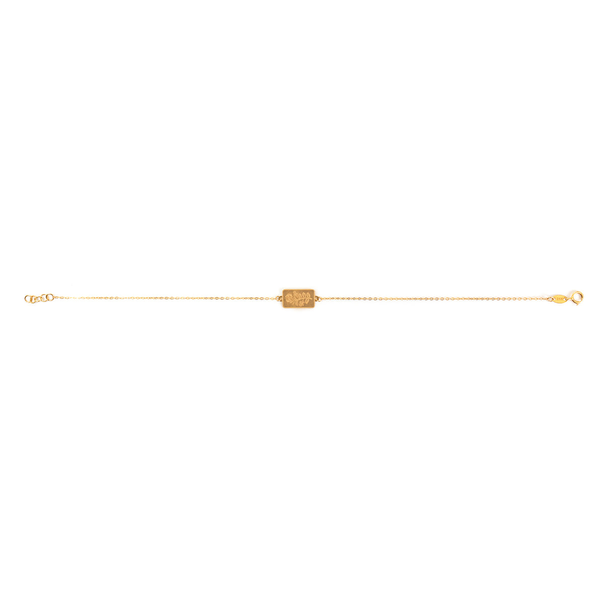 21K Gold Engraved Rose Tag Bracelet