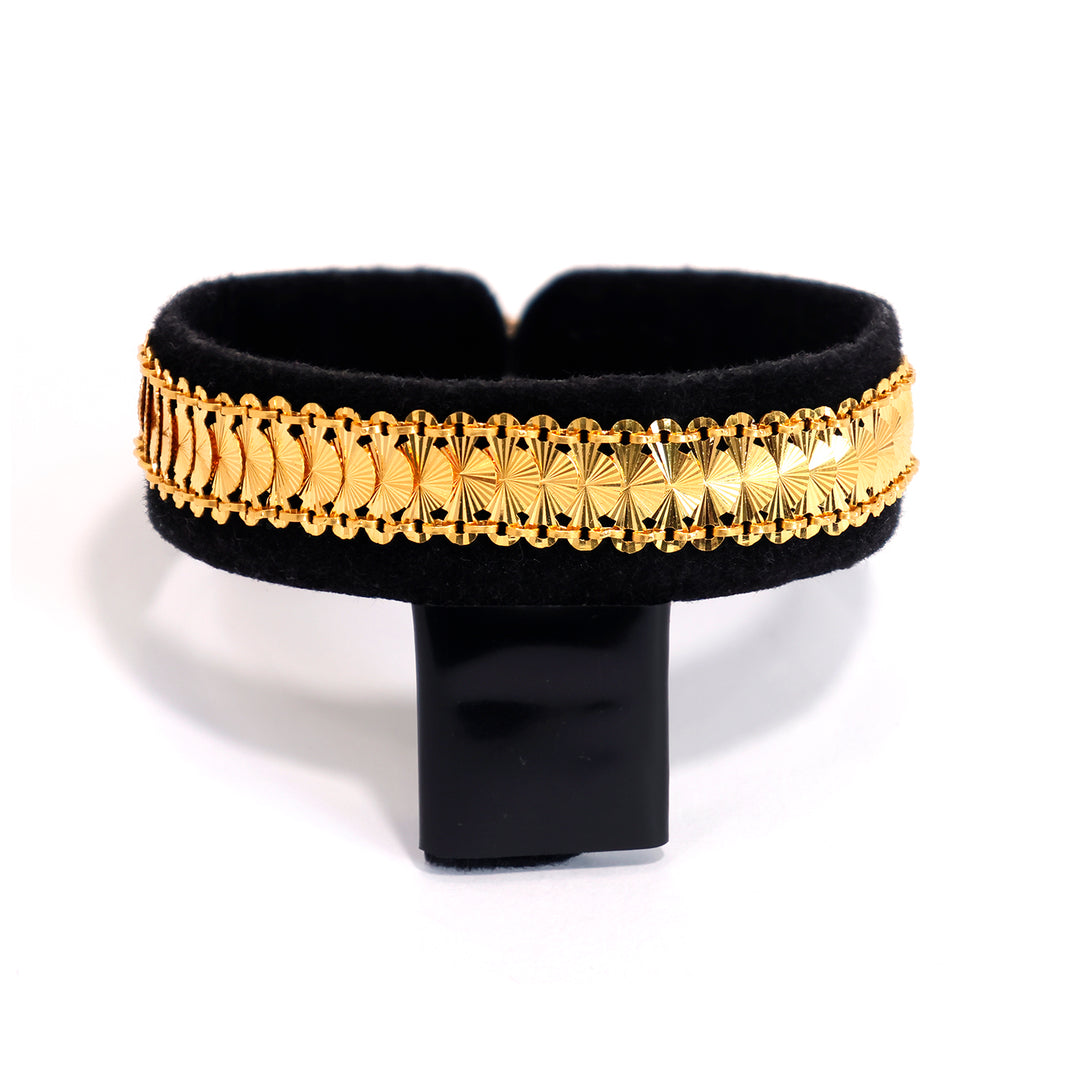 21K Gold Bracelet – Patterned Fan Link Design – Zero Making Charge - Main View