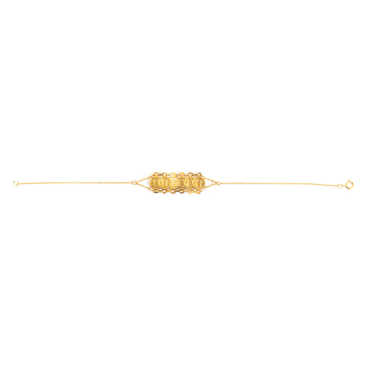 21K Gold Coin Row Charm Bracelet