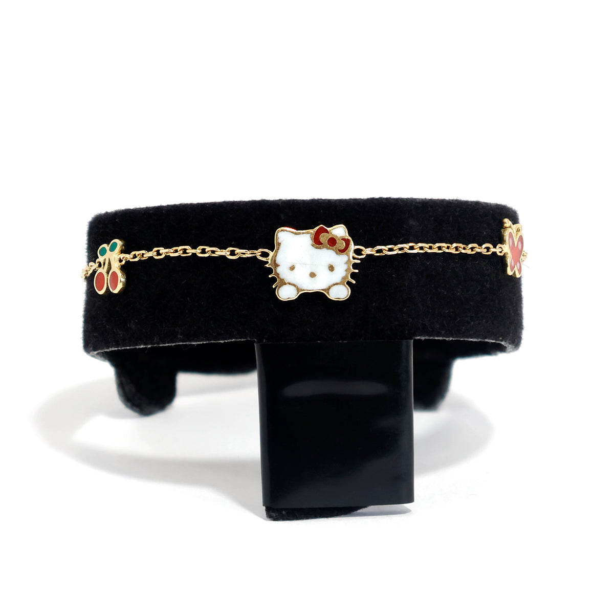 18K Gold Bracelet – centered green clover motif with delicate – Main View