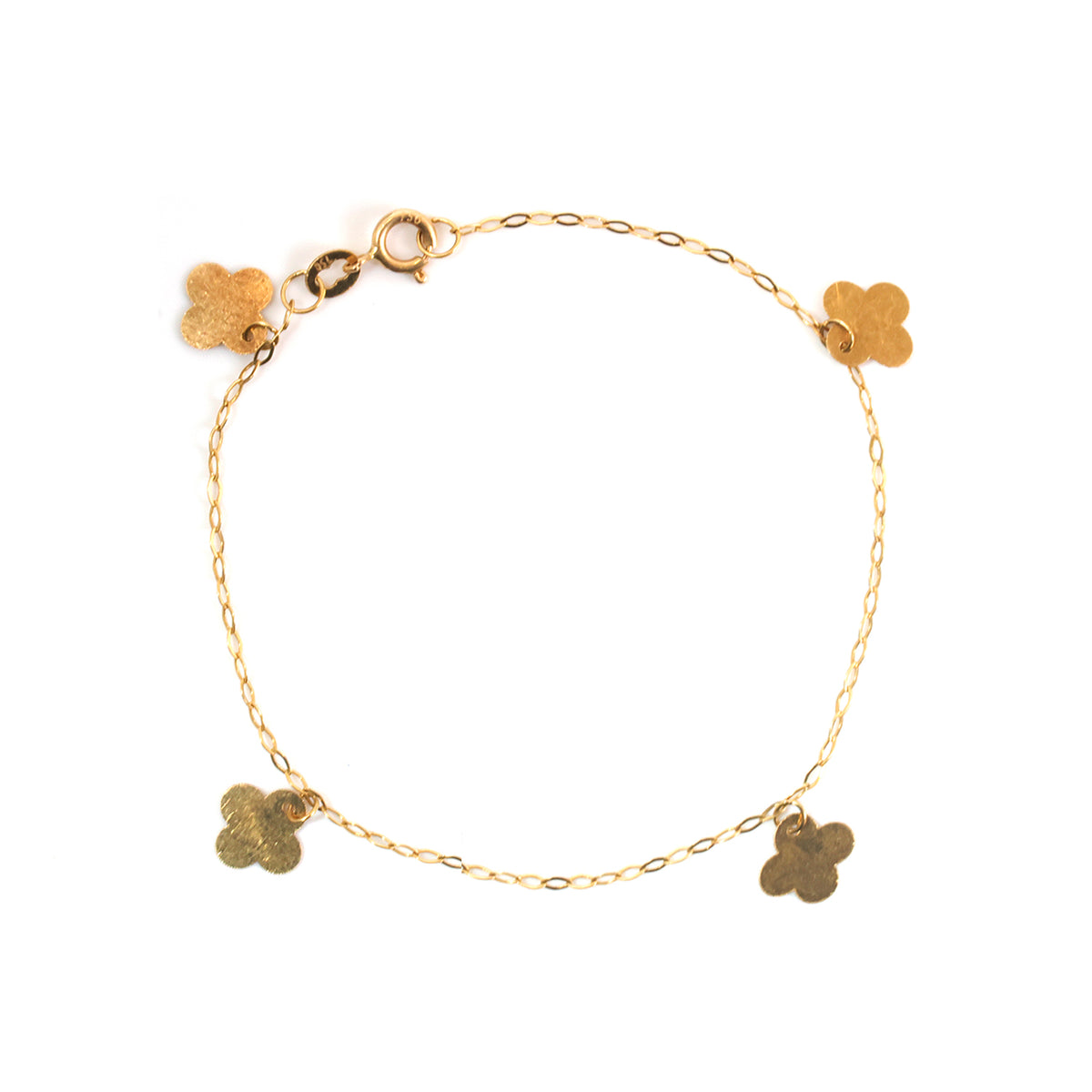 18K Gold Clover Charm Kids Bracelet